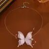 Nz3386 Collar de Mariposa Dulce y Súper Hada Elegante con Perlas y Cinta Cadena de Clavícula de Moda Elegante Diseño de Nicho Accesorios