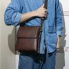 Bolso de Hombro para Hombre de Cuero Genuino Personalizado de Fábrica, Bolso de Hombre Sencillo y Moderno, Bolso Cruzado Retro de Cuero Crazy Horse, Bolso para Hombre