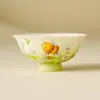 Taza de Té Blanca con Patrón de Flores de Roca Mineral Hecha en Fábrica para Mujeres, Taza Maestra de Uso Personal, Juego de Té de Cerámica Estilo Chino, Taza para Cata de Té