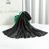 Nueva Bufanda de Algodón Monocromática Plegada Moda Bufanda Larga Arrugada Plateada Color Sólido Protección Solar Pañuelo de Seda para la Cabeza de Mujer Transfronteriza