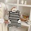 Romper sin mangas de dibujos animados de verano nuevo Dianxi Body de rayas para bebé Traje triangular elegante de una pieza para gatear
