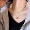 Collar de Acero de Titanio con Perlas y Zirconia Estilo Ins Coreano para Mujer, Versátil, Nicho, Alta Gama, Cadena para Clavícula, Joyería de Hadas al Por Mayor