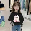Camiseta Base de Manga Larga para Niñas Primavera y Otoño 2026 Moda de Otoño Dulce Dibujos Animados Nuevo Top Camiseta de Algodón Puro para Niños