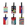 Etiqueta de equipaje de goma suave de PVC con diseño geométrico y creativo, con diseño de dibujos animados, para tarjeta de embarque, bolsa de equipaje, funda protectora de silicona