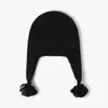 Gorro de Punto Estilo Urbano para Mujer Adulta para Invierno, Gorro Cálido para Exteriores que Protege los Oídos, Estilo Coreano, Gorro Grueso de Lana con Pompón