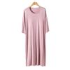 Camisón Redondo Talla Grande con Almohadillas en el Pecho, Manga Corta de Modal, Vestido Largo Holgado y Sencillo, Adelgazante y Se Puede Usar Afuera, Ropa para el Hogar, Adelgazante Talla Grande
