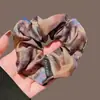 Goma para el pelo satinada tipo scrunchie con diseño de pintura al óleo para mujer, accesorio para el pelo de alta gama, goma elegante para el pelo para verano