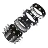 Pulsera de Cuero para Hombre Estilo Punk Nuevo Transfronterizo Europeo y Americano con Remaches Puntiagudos Exagerada Multicapa No Convencional