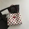 Bolsa de Ombro Casual Grande Capacidade Color Block de Lona com Bolinhas Moda 2026 Nova Elegante Retrô Tote Bolsa Feminina Transfronteiriça