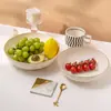 Bandeja de Frutas para Sala de Estar, Bandeja de Exibição de Lanches de Mesa de Centro Altamente Estética, Tigela de Frutas de Plástico de Luxo Leve, Espessada e Durável