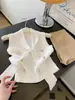 Top Pequeño Estilo Francés para Mujer, Verano, Elegante, de Alta Gama, Moderno, Rejuvenecedor, Moldeador de Cintura, Adelgazante, Camiseta Chaleco de Punto Blanco