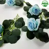 Amazon Hoja Verde Hoja Redonda Eucalipto Hoja de Sauce Enredadera Hiedra Flor Decorativa Transfronterizo Comercio Exterior Flor Artificial