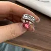 Anillo Retro Vintage Exagerado con Letra Estilo Coreano para Mujer, Moda Hip-Hop Personalizado Anillo Abierto Chapado en Plata 925 Ins