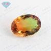 Anillo ovalado de color sintético con forma de huevo de turmalina y sandía, piedra desnuda, venta al por mayor, joyería de piedras preciosas
