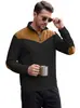 Sudadera con Capucha Casual Retro de Punto Vertical Texturizado para Hombre, Cuello Alto, Parches de Gamuza en Codos, Transfronterizo Europeo y Americano, eBay