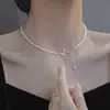 Colar de pérolas de luxo leve, nicho, de alta qualidade para mulheres, moderno e fashion, versátil, elegante e uma popular corrente para clavícula