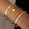 Comercio Exterior Amazon Encantador Set de Pulseras Doradas, Hermosas Pulseras Cuff Multicapa Apilables, Regalo Navideño para Niñas