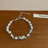 Pulseira de Flor de Pérola com Cravação de Diamantes Nova Chegada Coreana para Mulheres Design de Nicho Moda de Luxo Leve Pulseira Elegante Feminina Doce
