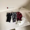 Calcetines Gruesos y Cálidos con Volantes y Lazo para Niños con Etiqueta de Tela, Calcetines de Punto Antipelusas para Niñas