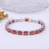 Pulsera sencilla rectangular de circón para niñas, minoría, chapada en cobre, platino, oro de 24k, con incrustaciones de gema, venta al por mayor