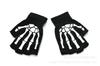 Guantes de Invierno Cálidos de Punto de Medio Dedo Halloween Luminosos Fluorescentes Estampado de Garra de Mano con Cabeza de Calavera Ciclismo Guantes Antideslizantes