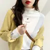 Camisa de Base Derong Quente com Gola Alta Meia-Boca para Mulheres no Outono e Inverno Novo Estilo Camada com Camiseta de Manga Longa Ombro Direito Top de Alta Qualidade