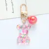 Celebridade da internet ins chaveiro pingente de urso de cor acrílica fofo cristal gradiente urso acessórios decoração de bolsa
