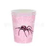 Decoración de Fiesta de Cumpleaños Infantil con Dibujo de Telaraña Transfronteriza Suministros Decoración de Araña Vasos de Papel Platos de Papel Juego de Vajilla