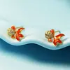 Pendientes de Goteo de Aceite con Circonita de Colores y Lindo Diseño de Pez Dorado Exquisito Diseño de Pez Koi para Niñas Pendientes Estilo Coreano 2021