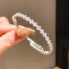 Pulsera Abierta de Cadena con Circonita Bañada en Oro Real Pulsera de Moda Simple Retro Europea y Americana Joyería de Lujo Ligero de Alta Gama para Mujeres
