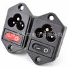Enchufe de Corriente AC con Enchufe de Mickey Mouse con Interruptor, Enchufe de 3 Clavijas con Interruptor de Dos Posiciones Toma de Corriente, Negro/Rojo