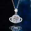 Collar de Plata de Ley S925 Planeta Moissanita para Mujer Lujo Accesible de Alta Gama Colgante Versátil Diseño de Nicho Estilo Coreano Cadena de Clavícula