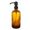 Botella de Vidrio Boston Marrón de 500ml Botella Dispensadora de Loción Botella Marrón para Aceite Esencial Agua Salada Botella para Jarabe Botella para Reactivos
