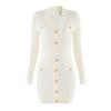 Vestido de Punto Beige para Primavera y Otoño, Cuello en V Pequeño, Manga Larga, con Hombro de Algodón, para Commuter, Socialité, Popular en Internet Transfronterizo INS