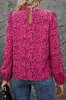 Camisa de Gasa con Estampado de Leopardo Personalizado de Manga Larga Estilo Europeo y Americano para Mujer, Nuevo Top Pulóver Holgado Calado de Otoño para Mujer