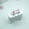 Pendientes de Mariposa de Cristal de Colores de Biocerámica Pendientes de Colores Hipoalergénicos Perforación de Oreja de Porcelana Pura Tachuelas para Oreja Antialérgicas