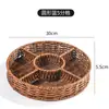 Cesta de picnic de ocio para exteriores de imitación ratán, plato de frutas, cesta con compartimentos para snacks, cesta para frutos secos, cesta para almacenamiento de snacks para sala de estar