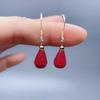 Pendientes de hilo de oro púrpura al por mayor, pendientes de plata esterlina, pendientes de naffo rojo, pendientes de temperamento simple, joyería