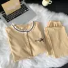 Pijama Estilo Coreano para Mulheres, Cardigan de Renda Casual com Gola Redonda, Mangas Longas e Calça, Conjunto Estilo Girly, Conjunto de Algodão para Casa