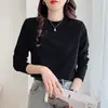 Camiseta feminina de algodão puro, peso pesado, manga longa, gola alta meia, estilo solto, base para usar por baixo, nova coleção primavera e outono 2026, temperamento, corte slim