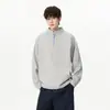 Camiseta de manga longa com meio zíper para homens, novo estilo primavera/outono, corte solto, design da linha Hasselblad, camiseta básica casual para adolescentes