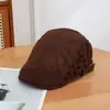 Boina Patchwork de Camurça Estampa de Leopardo Retrô para Mulheres, Boina Curta para Outono/Inverno, Circunferência da Cabeça Ajustável, Chapéu Bico de Pato Boina