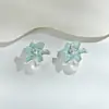 Brincos de Pérola com Flor em Esmalte, Brincos Vintage com Strass e Esmalte Gotejado, Brincos de Luxo Leve Estilo Palácio de Alta Qualidade, Design Exclusivo