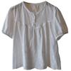 [Bizheng] Verano 2024 Nueva Camiseta Coreana de Encaje de Cuello Redondo y Manga Corta para Mujer Joker Bordado Camiseta de Muñeca Top 1739