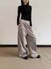 Pantalones de Chándal Elásticos de Cintura Alta para Hombre de Primavera y Otoño, Holgados, Caídos, Pierna Ancha, Color Sólido, Casual, Deportivos, Pantalones Largos, Pierna Recta, Largo hasta el Suelo