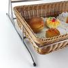 Sobremesa de pão com tampa Cesta de pão Bolo sobremesa PP cesta de rattan artesanal PC transparente cobertura de pó suporte de aço inoxidável