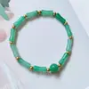 Pulsera de Amatista Natural Transfronteriza con Cuentas Espaciadoras Cuadradas Largas, Pulsera de Moda con Nudo de Bambú y Amatista, Energía Fresca