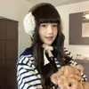 Orejeras de Felpa Azul Grisáceo con Lazo del Mismo Estilo de la Bloguera Coreana Fe*Ver, Protectores Auditivos Cálidos con Atmósfera Invernal, Modelo Nuevo para Mujer