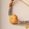 Pulseira Original DIY de Madeira de Pessegueiro, Caqui Símbolo de Boa Sorte, Acessórios Simples para Homens e Mulheres, Contas de Oração, Joias Colecionáveis, Atacado do Fabricante