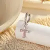 Nuevos Pendientes de Aro Rectos Lisos Versátiles Colgante de Cruz Unisex Pendientes de Perforación de Nicho